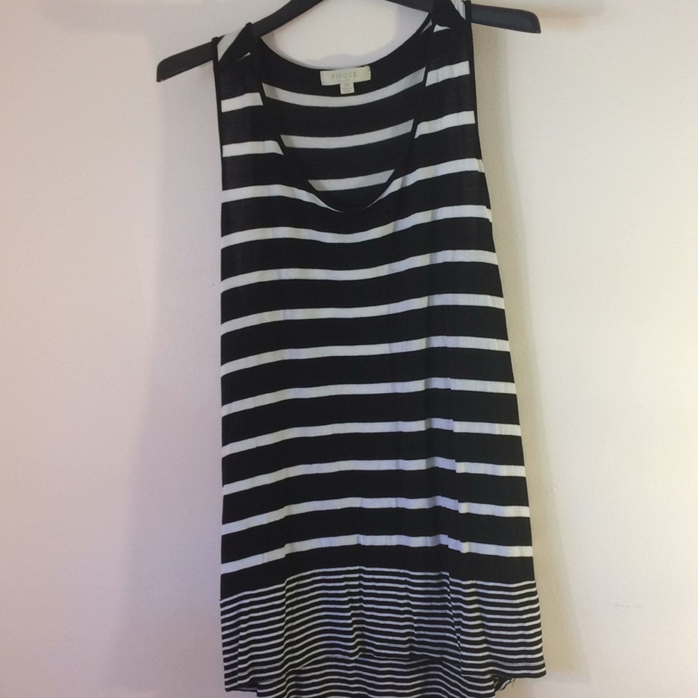 Black & white striped long tank